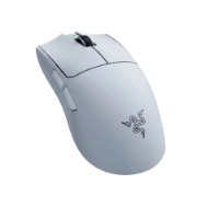 עכבר אלחוטי צבע לבן Razer Viper V4 Pro – עכבר בודד לבן נראה מזווית עם גלגלת שחורה וכפתורי צד USB