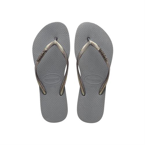 Havaianas Slim Logo Metallic- אפור+ מתכת כסוף