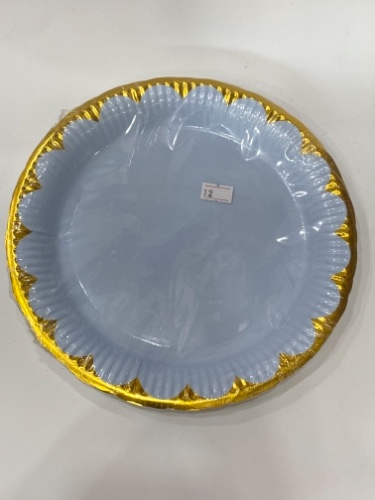 צלחות נייר תכלת זהב 10 יח