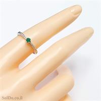 טבעת מכסף משובצת אבן אגת צבע ירוק וזרקונים RG6075 | תכשיטי כסף 925 | טבעות כסף