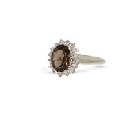 טבעת דיאנה זרקונים עם אבן חן סמוק טופז