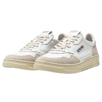 Autry Medalist Low Sneaker White Leather & Beige Suede