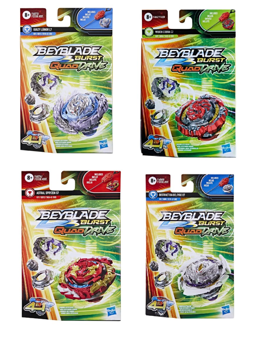 בייבלייד Burst QuadDrive עם משגר – 4 דגמים לבחירה 8+ Beyblade