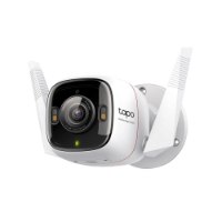 מצלמה Tp-Link Tapo C325WB WiFi 4MP IP – מצלמת אבטחה אלחוטית לבנה עם שתי אנטנות עדשה קדמית ונורית ירוקה