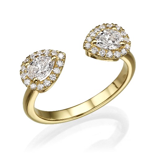 טבעת מעוצבת שני יהלומים בצדדים