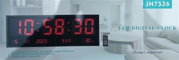 מסך LED אדום בשעון קיר JH7526 לתצוגת שעה ותאריך