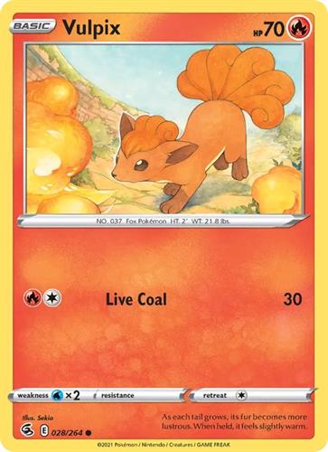 קלף בודד single פוקימון - vulpix - Fusion Strike - 028/264