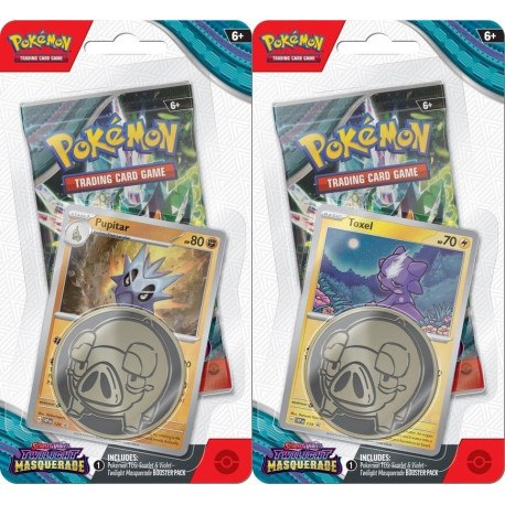 קלפי פוקימון סט של שני בליסטרים Pokémon TCG Twilight Masquerade SV06 Checklane Blister Set