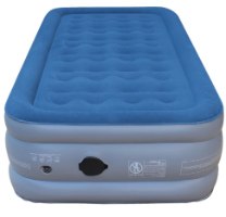 מזרן מתנפח עבה ליחיד כולל משאבה צבע כחול Glamp GTSAB46 – חזית מזרן כחול-אפור