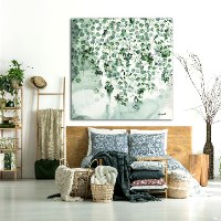 תמונה ענקית בסלון מודרני - תמונה בגוונים של ירוק