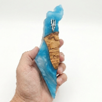 מזוזה מעוצבת צורת מפת ישראל – כחול ים תיכון