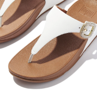 Fit Flop Lulu Crystal-Buckle Toe Post Sandals Urban White לולו קריסטל אבזם טו פוסט לבן