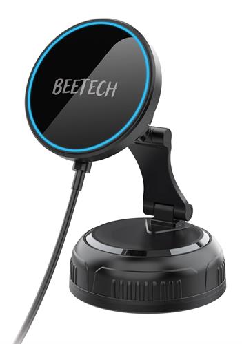מעמד רכב Magsafe עם טעינה אלחוטית ונעילת Vacuum דגם C12-W8 מבית BeeTech