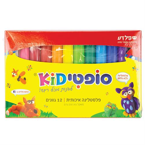 פלסטלינה סופטיקיד 12 גוונים משקל כולל 250 גרם