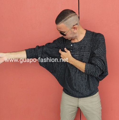 Kimono Sweatshirt with Stripes Print for Men | Turtleneck men's Top | Menswear by Tal Dekel