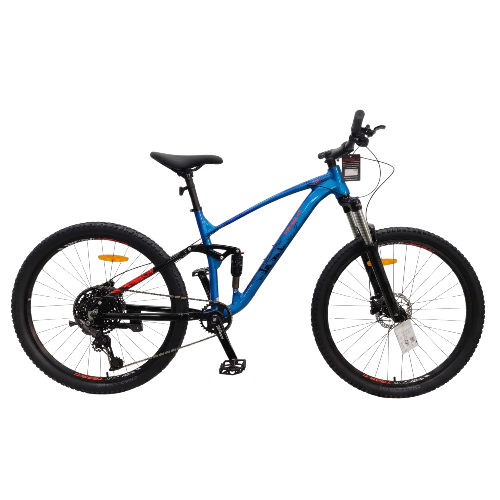 אופני הרים מקצועיים מידה 27.5" שיכוך מלא שלדת אלומניום בצבע תכלת - TRAILO