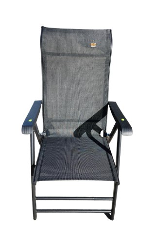 כיסא ים מתקפל איכותי בעל גב גבוה שחור בעל 5 מצבי שכיבה.