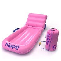 מזרון ים מיטה עם מעמד כוסות ועוגן Hippo - ורוד