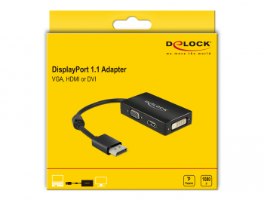 מתאם פסיבי Delock Passive DisplayPort 1.1 Adapter to VGA / HDMI / DVI