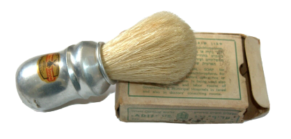 מברשת גילוח מוהלה גרמניה וסבון לרופאים שופמן באריזה מקורית, תוצרת עדיף ישראל, וינטאג' שנות ה- 60
