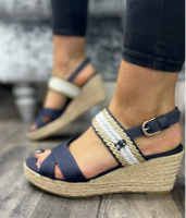 סנדל טומי Golden Webbing Mid Wedge Tommy Hilfiger