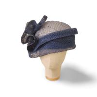 כובע אלגנטי לאירועים - דגם תלתלים כחול