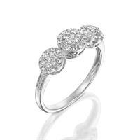 טבעת מגיני האהבה משובצת יהלומים בזהב לבן 14 קראט