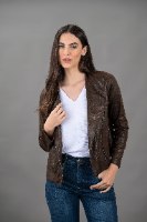 ג'קט דמוי עור חום