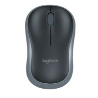 עכבר אלחוטי אפור Logitech Wireless Mouse M185 Retail – פריט בודד עכבר אפור כהה עם גלגלת גלילה מונח על רקע לבן