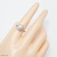טבעת מכסף משובצת פנינה לבנה וזרקונים RG9096 | תכשיטי כסף 925 | טבעות עם פנינה