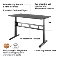 שולחן דגם N04-22D-B מתכוונן בצבע שחור LUMI