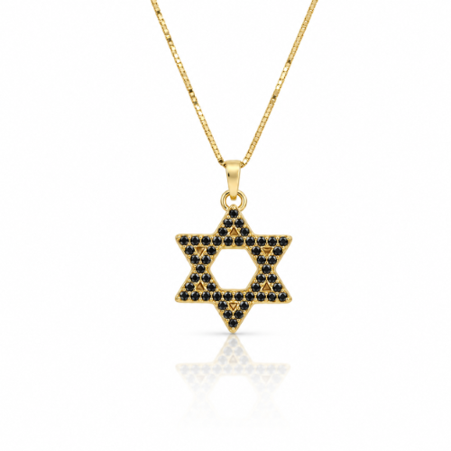 שרשרת מגן דוד יהלומים שחורים