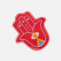 צלחת דקורטיבית / מעמד לקטורת חמסה צבעוני Lucky Hand – אדום פוקסיה - מארז לא מושלם