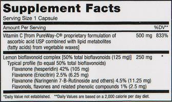 --- ויטמין C לא חומצי  עם ביופלבנואידים 500 PureWay-C  -- מכיל 90 טבליות, Maxi Health
