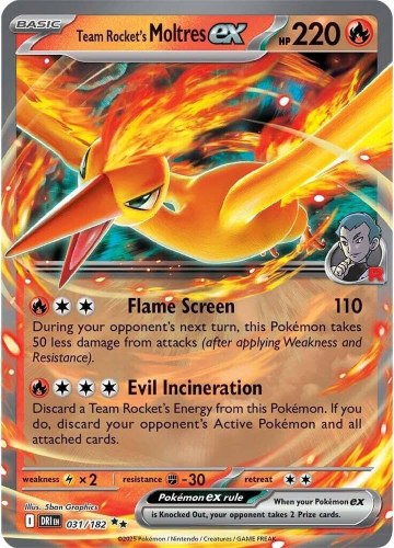 קלף פוקימון בודד single - TEAM ROCKET'S MOLTRES EX – DESTINED RIVALS– 031/182