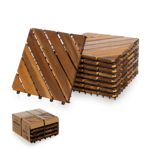 מארז 9 יח' אריחי דק 30*30 ס"מ 8 אלכסונים עץ Acacia חום בהיר