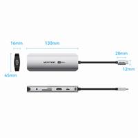 מתאם Vention USB-C to HDMI | USB-A x2 | USB-C | SD Card Reader | LAN | 3.5mm | PD100W | Dock