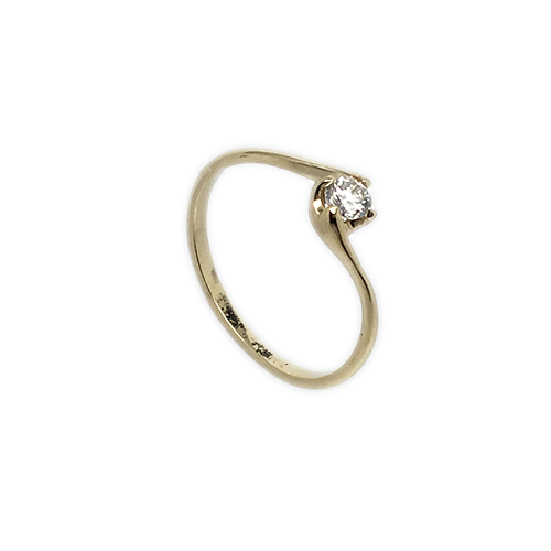 טבעת אירוסין זהב צהוב 14K יהלום מרכזי OP09160064108