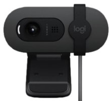 מצלמת רשת עם מיקרופון Logitech Brio 105 Full HD 1080p Graphite – מבט חזיתי על המצלמה עם התושבת