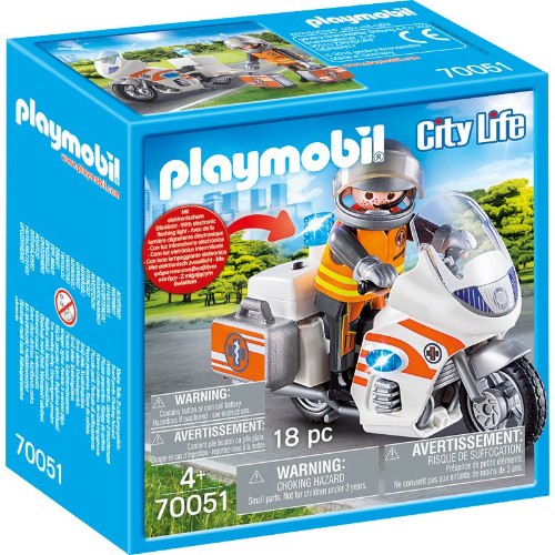 פליימוביל אופנוע אמבולנס 70051 Playmobil City Life Emergency Motorbike