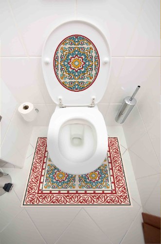 עיצוב איזור האסלה- מדבקה (39 ₪)  שטיחון  (88 ₪) סט (119 ₪) ברצלונה אדום TIVA DESIGN