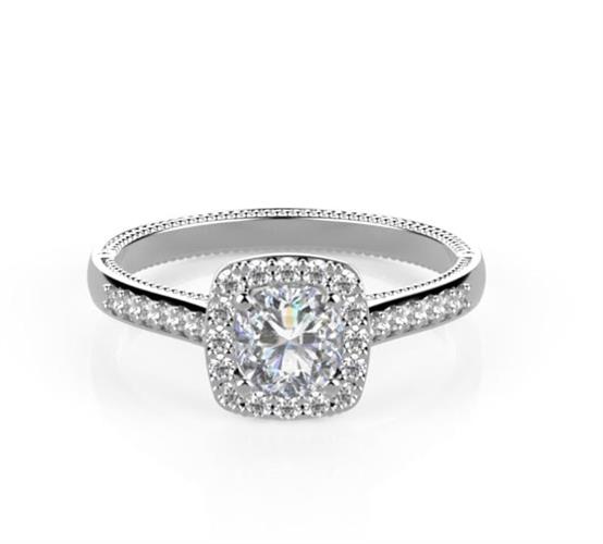 טבעת יהלומים מרובעת | טבעת יהלומים לאשה | טבעת אירוסין מזהב משובצת יהלומים