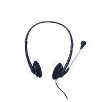 אוזניות+מיקרופון Silver Line HS010V USB – אוזנייה שחורה עם קשת ראש ומיקרופון גמיש המוצגת על רקע לבן