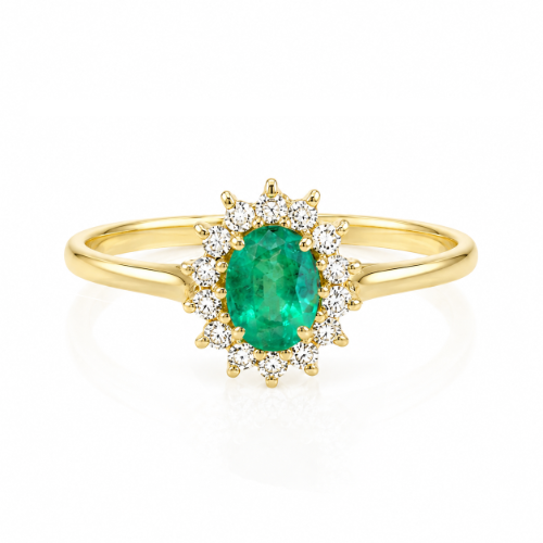 טבעת דיאנה אמרלד ויהלומים – זהב 14 קראט בעיצוב קלאסי