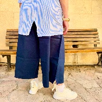 מכנסיים מדגם נועה מבד דריל בצבע כחול נייבי