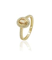 טבעת זהב "שני" יפהפיה משובצת יהלומים ואבן חן טורמלין