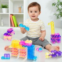 לבני לגו להרכבה מגומי רך ושקוף לחוויית בנייה חושית שמרגיעה, ממקדת ומשחררת מתחים - GUMMY BLOC