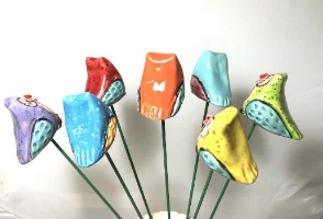ינשוף על מקל לקישוט עציץ