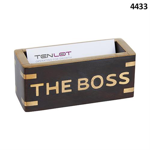 מעמד כרטיסי ביקור THE BOSS עשוי שילוב עץ ונחושת דגם 4433
