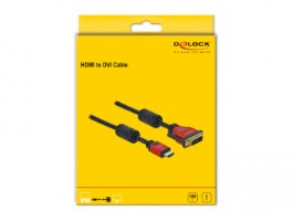 כבל מסך Delock Cable HDMI Male To DVI 24+1 Male Red metal 5 m